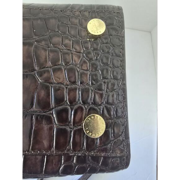 Michael Kors Selma Brown Croc Stamped Leather Satchel Large Pre- Owned - Picture 8 of 9